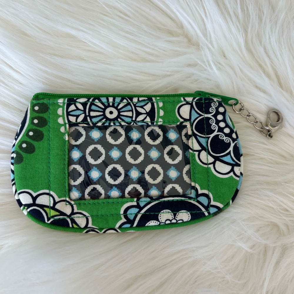 Vera Bradley Zip Id Case w Key Chain Cupake Green Vintage Retired EC